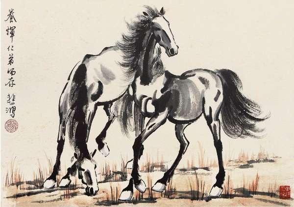 呼吁重视人才画《九方皋相马》