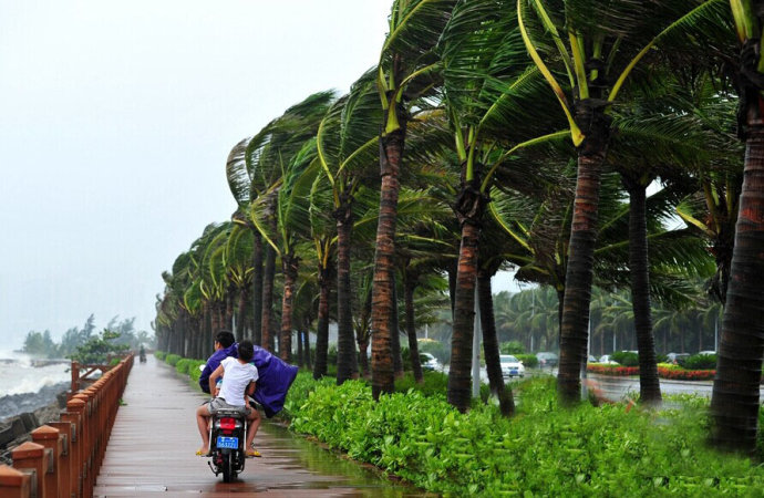 直击17级超强台风威马逊袭击下的海南街景