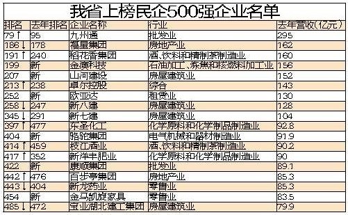 湖北18家企业上榜中国民企500强 全国排名第