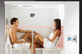 双人淋浴隔间
 
这是一个有趣的奢侈应用组装模式。这是双人淋浴房革命，在一个玻璃隔间里内置彩色LED照明，可以桑拿浴和蒸汽浴。
