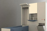 折叠式卫生间装置 

这个壁挂折叠式浴室墙比以前的更简洁，有三个面板包含所需的最小装置，包括浴缸、水槽和马桶。卷云机械蒸汽再压缩技术组装浴室四周建有中央水回收和净化单元，所以也能节约水。
