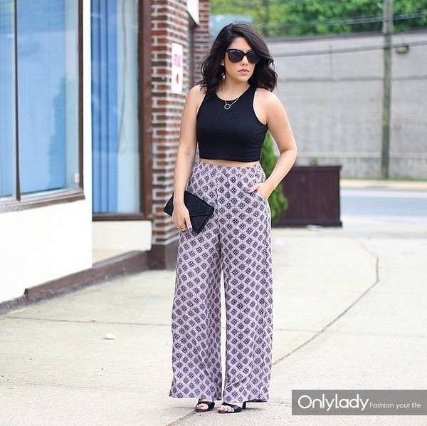 Black-Top-Patterned-Pants-Heels