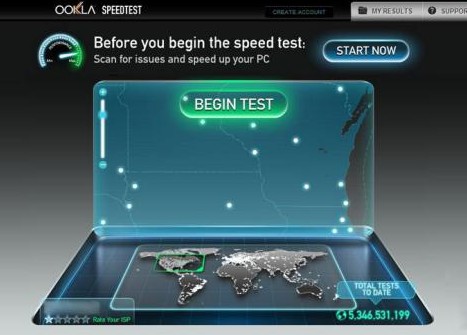 OOKLA公司的网速测试网站speedtest.net