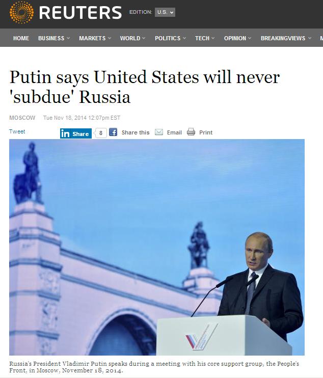 普京：美国永远也不能让俄罗斯屈服
