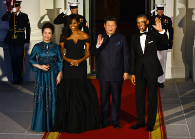 白宫举行欢迎国宴画面