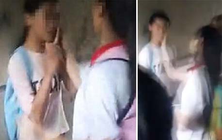 福建多名初中生围殴一女生 围观者：加油哦