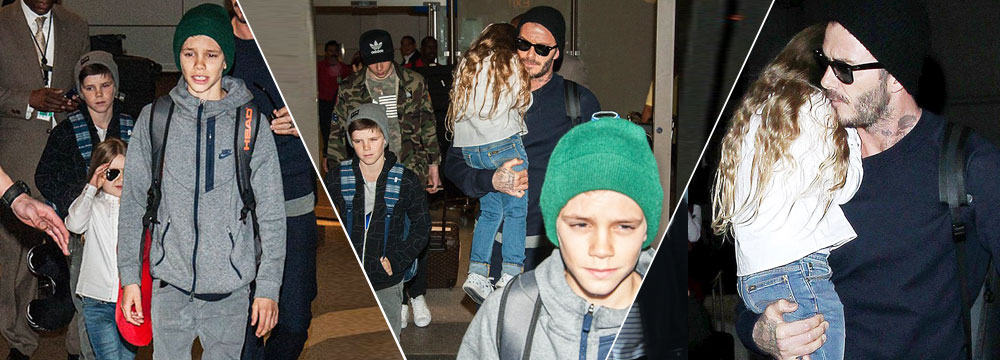 “小七墨镜遮面出场 获老爸单手抱、高颜值哥哥相伴 