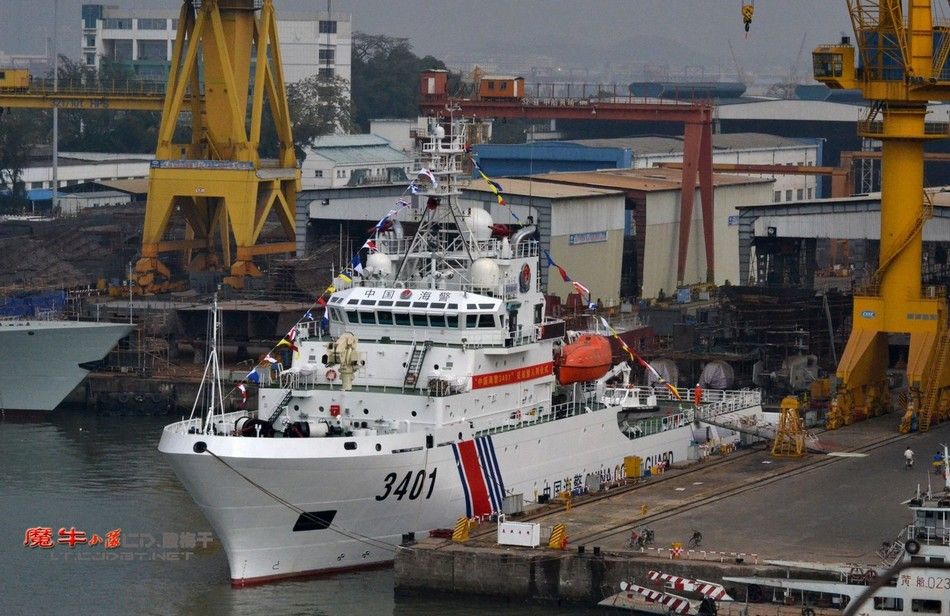 中国4000吨级海警3401号船入列或预留舰炮位置_军事频道_凤凰网