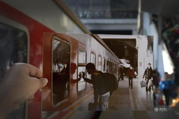 2013年1月22日,昆明火车站站台内,一旅客靠近