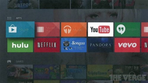 谷歌Android TV系统界面(图片来自THE VERGE)