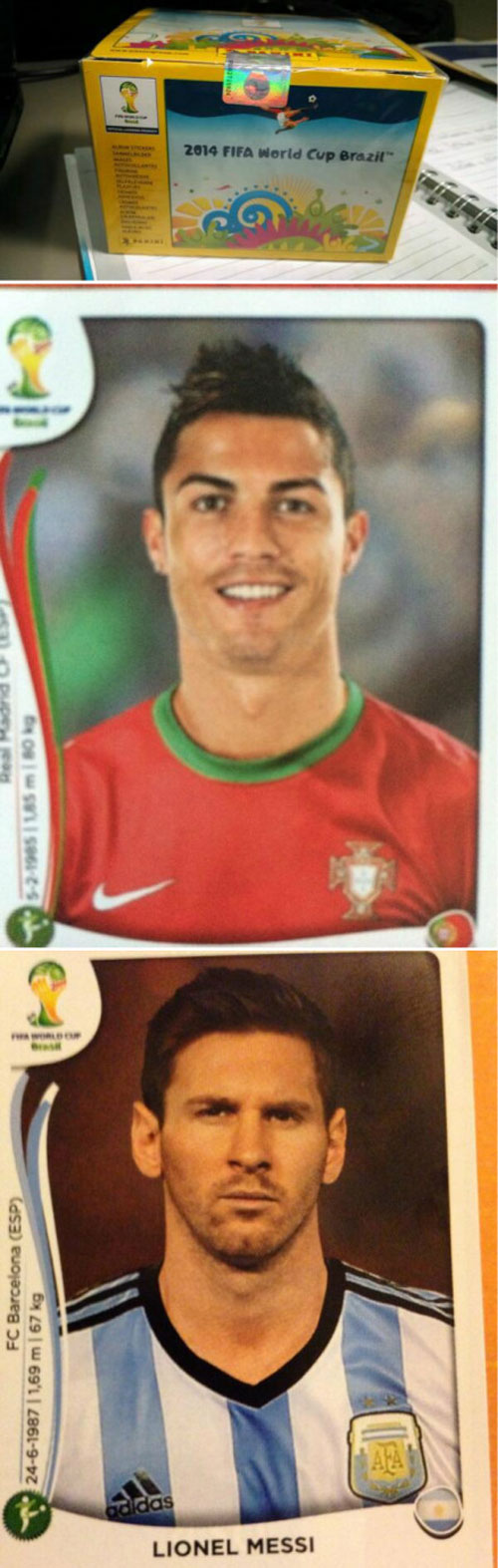 2014巴西世界杯贴纸以及梅西和罗纳尔多的图片