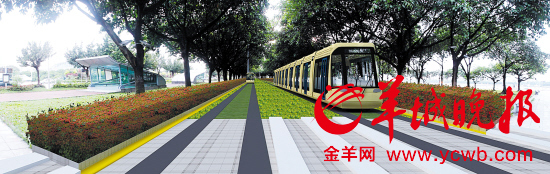 ①阅江路段有轨电车轨道区域效果图