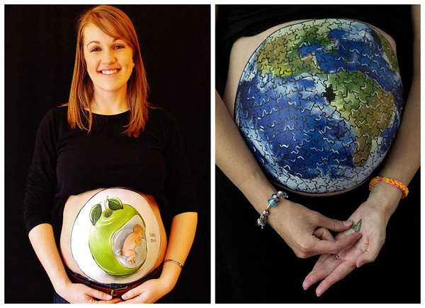 英国画家在130多位孕妇肚皮上作画（网页截图）