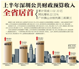 上半年深圳公共财政预算收入 全省居首|预算收