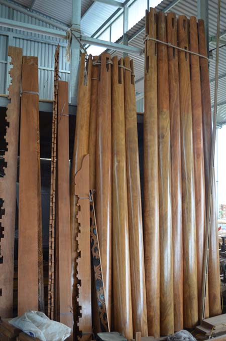 一些用于支撑房屋的格木。格木通常在广平、广宁购买,价格大约在每方4000万越南盾。(图片来源:越南媒体)