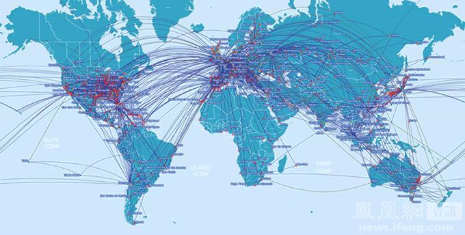 全球航班线路图