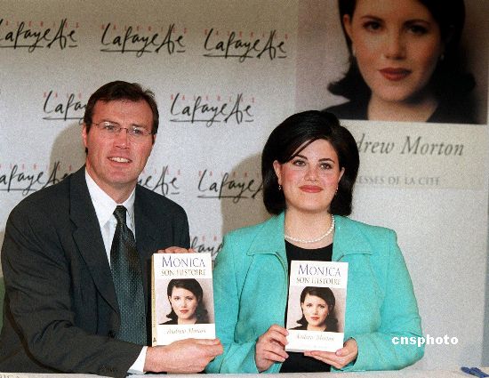 资料图：莫尼卡·莱温斯基（右）