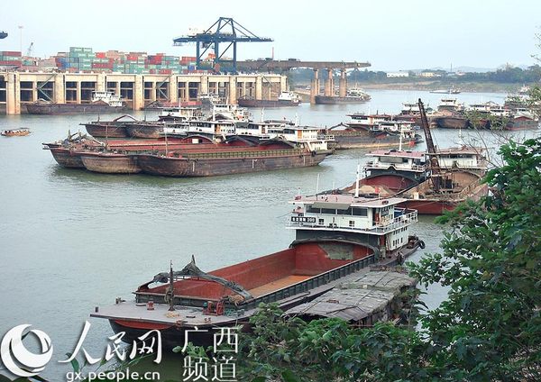 繁忙的西江（贵港市互联网信息办公室供图）