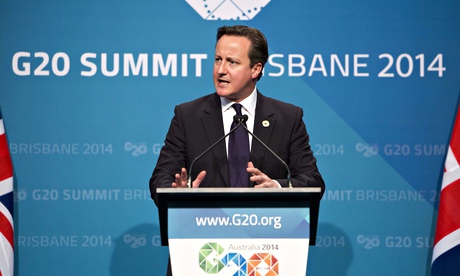 英國首相卡梅倫在G20峰會上發表演講。