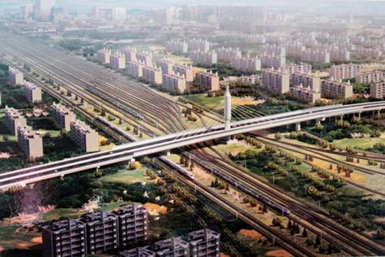 张家口怀来县文昌南路上跨京包铁路立交桥正式通车