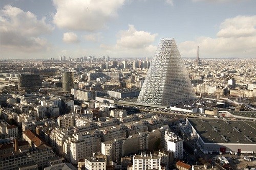提议修建的巴黎三角形大厦效果图。