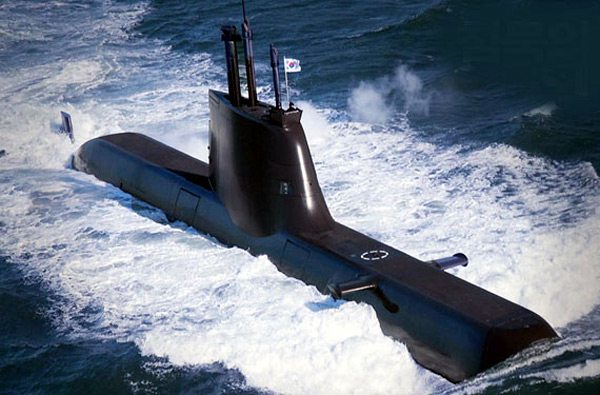 资料图：韩国海军列装的214级潜艇