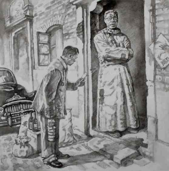 资料图片:马叙伦拒收汉奸之礼(油画)