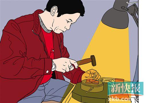 ●雕刻铜印需要很多技巧,由于铜的质地坚硬,要在方寸之地上刻出花纹,需要“力大而有绣花功”。