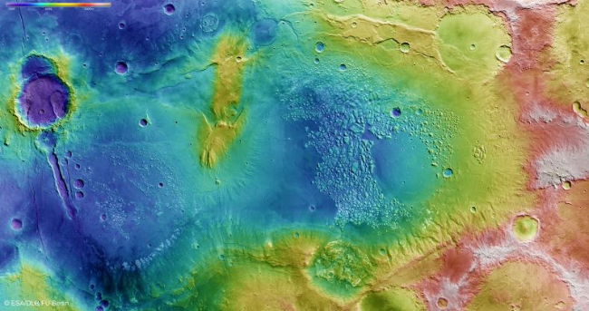 欧航局发布火星色彩地形图 缤纷色彩展示“秘密花园”