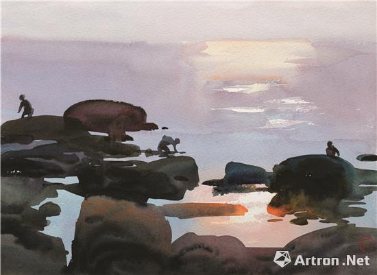 捡海Picking up the Sea 26×34 cm 石增琇 _ Shi Zengxiu