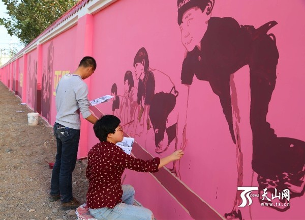 绘制文化墙图说60年变化