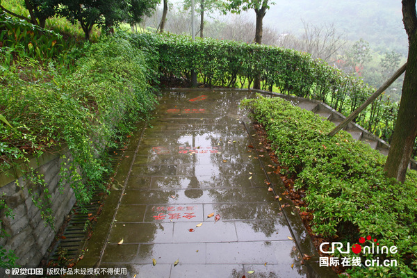 2015年10月30日，重庆园博园东门入口处至江南园中间的步梯方言路一角。图片来源：红叶/视觉中国