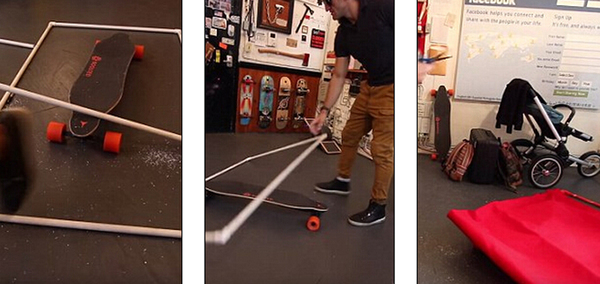 所谓的“神毯”其实是一个包着红布的特制滑板。（网页截图）