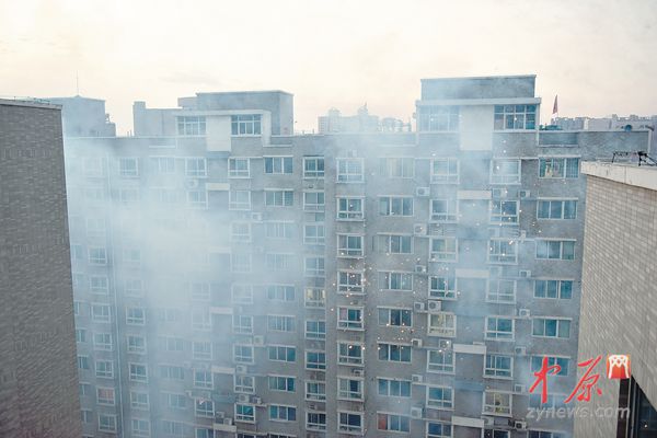 郑州市区常听到烟花爆竹声 烟雾升起10多层楼
