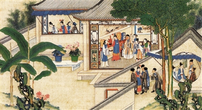 图片为清代画家孙温的工笔彩绘《红楼梦》。