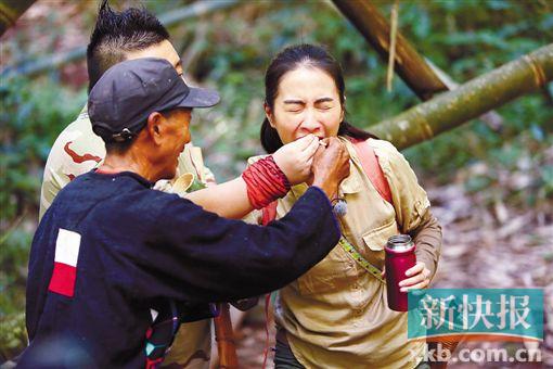 ■叶璇吃虫子。