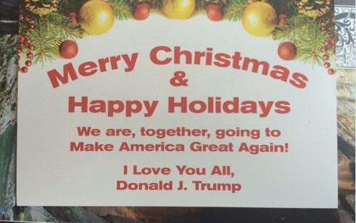 特朗普发出的圣诞贺卡。