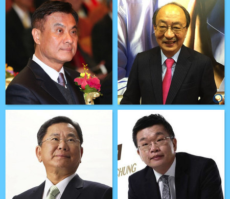 左:苏嘉全、陈明文右：柯建铭、表态愿参选“副院长”的蔡其昌。（台媒图）