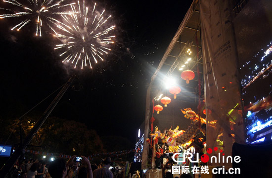 庙会闭幕的烟火表演