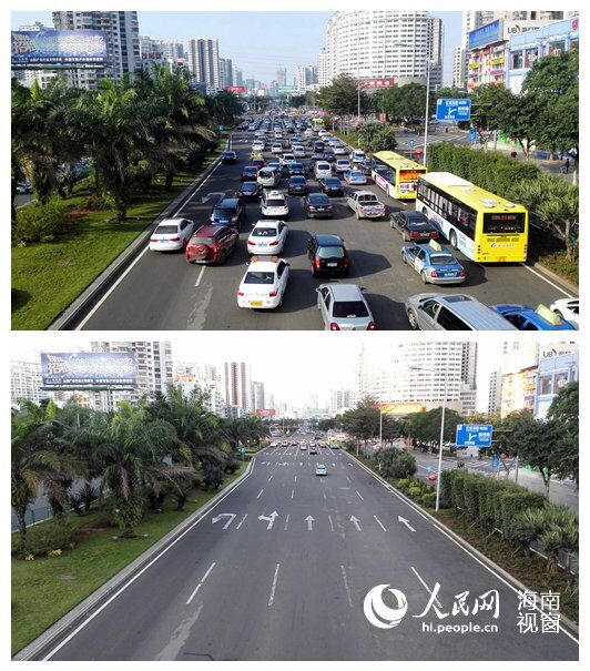 海口龙昆南路春节长假前后对比
