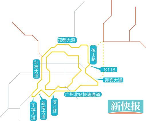 ■花都区外环线快速路位置示意图。(廖木兴/制图)