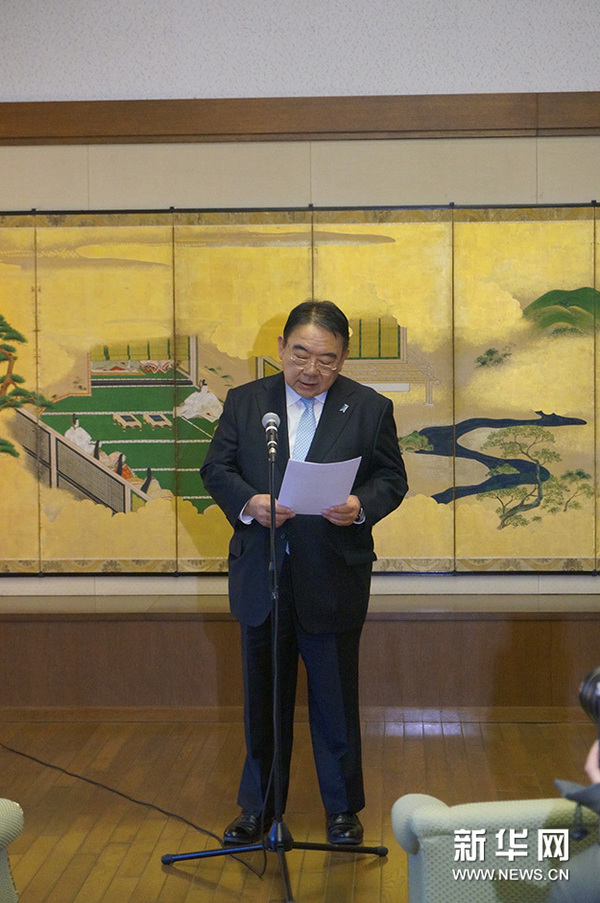 日本驻华大使木寺昌人在颁奖仪式上致辞。新华网记者 薛天依 摄