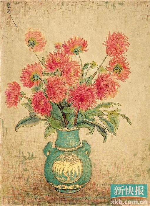 ■潘玉良    青甁红菊