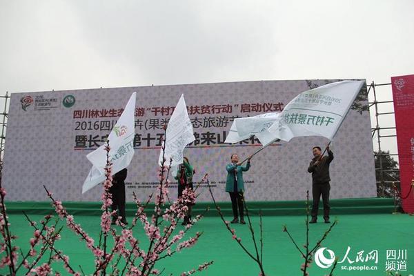 开幕式上为“千村万景扶贫自驾游”、“千村万景扶贫专家服务团”授旗。（图片由长宁县委宣传部提供）