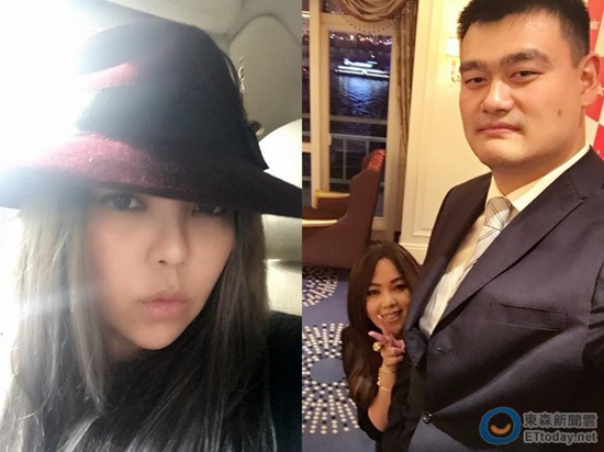  张惠妹 与 姚明合影 娇小可爱 网友:最狂身高差(图