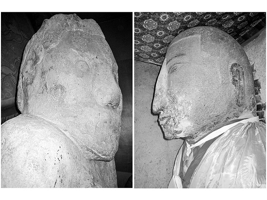 西安市长安区斗门的“石婆”（左）和“石爷”像。图片来源：西部网