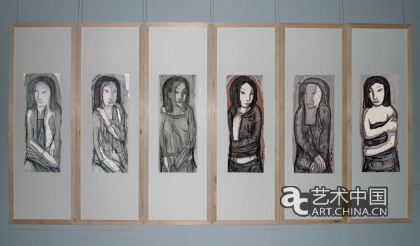 左正尧作品《来自昌南的女人》78x33cmx6 2011年 材质：纸本水墨