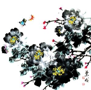 李兰成彩墨牡丹展将开幕