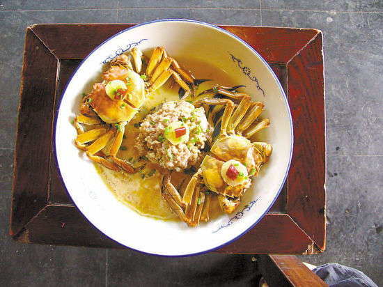 西塘特色菜——肉饼蒸蟹