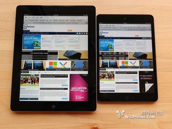 苹果ipad mini和各大旗舰平板的尺寸对比